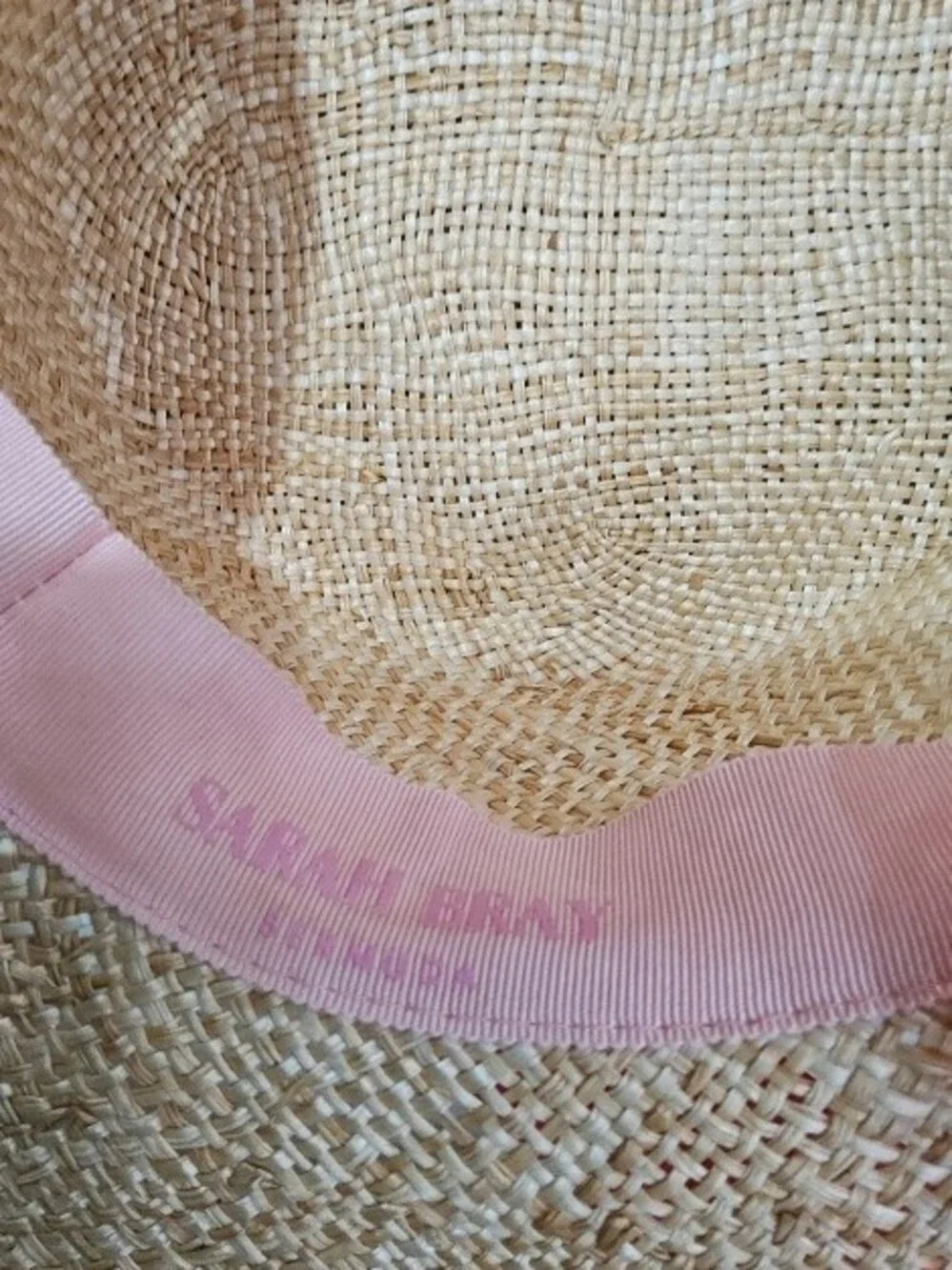 Wide-Brim Straw Sun Hat with Pink Ribbon - Picture 3 of 3